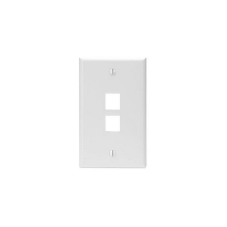 LEVITON 2-Port Wallplate Unloaded, 1-Gang Use W/Snap-In Modules, Quickport WH 41080-2WP